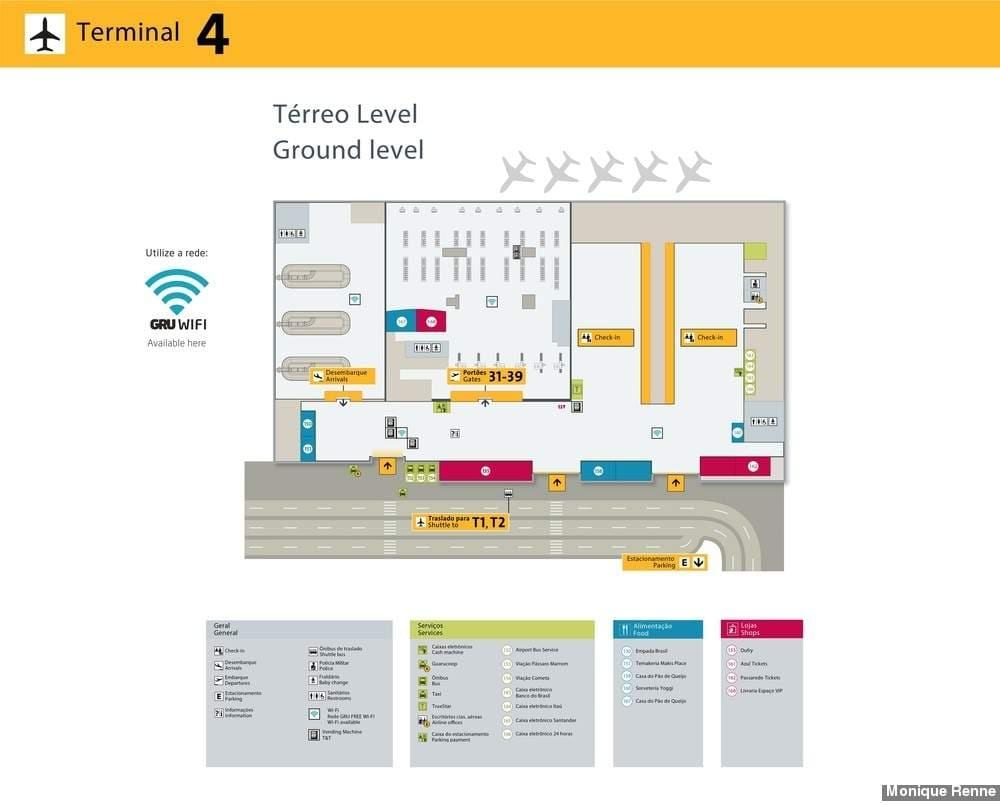 Kaart van de internationale luchthaven van São Paulo-Guarulhos - Terminal 4