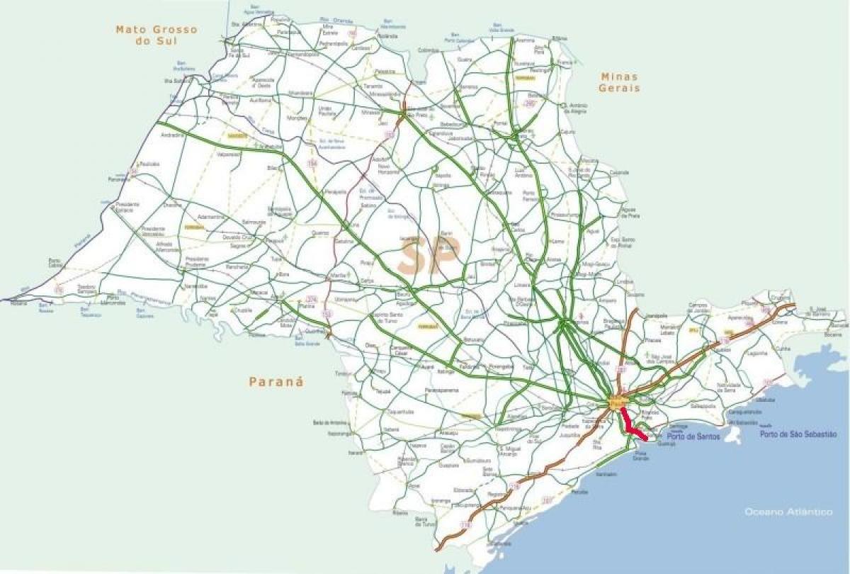 Kaart van de snelweg Anchieta - SP 150