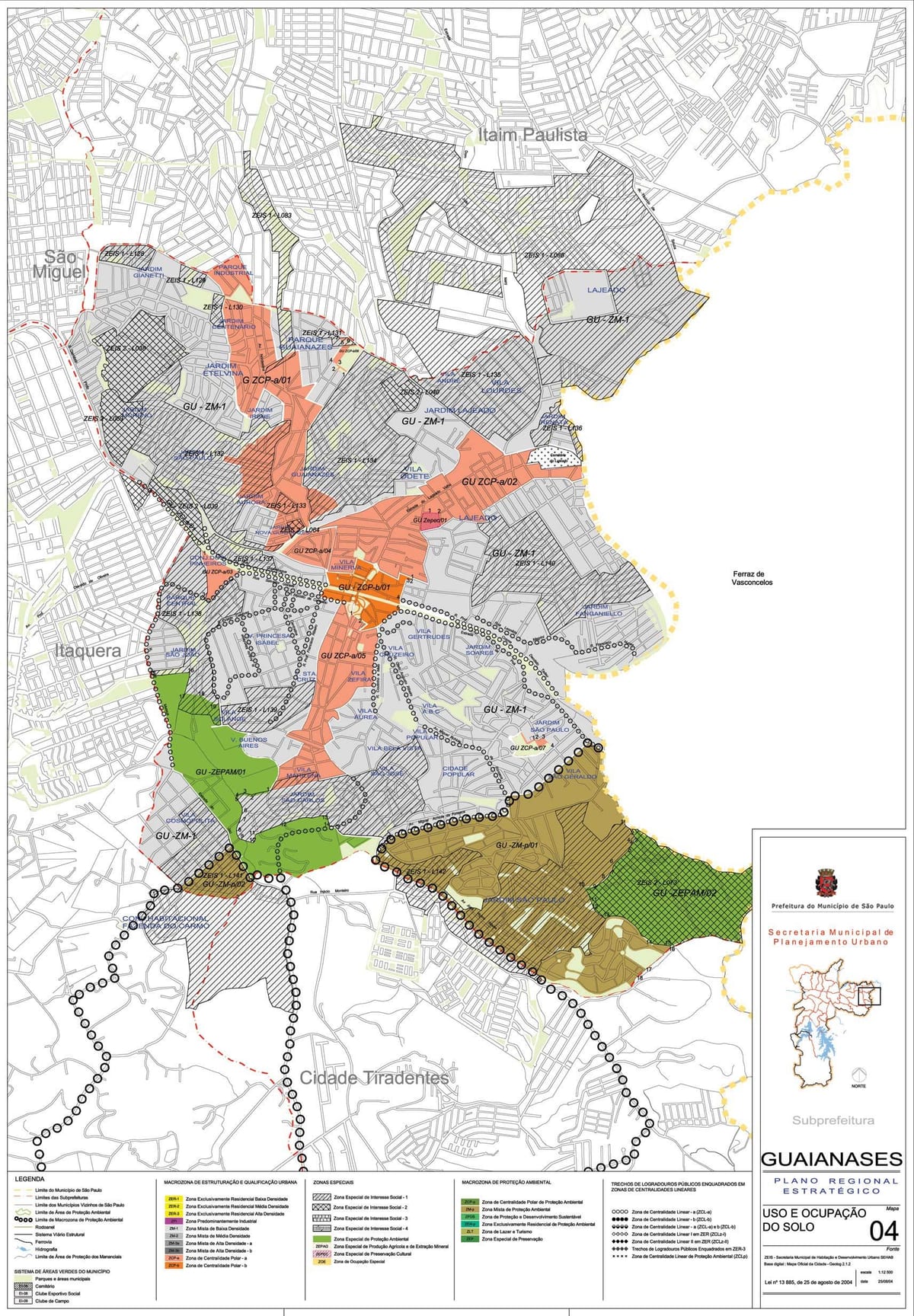 Kaart van Guaianases São Paulo - Bezetting van de bodem
