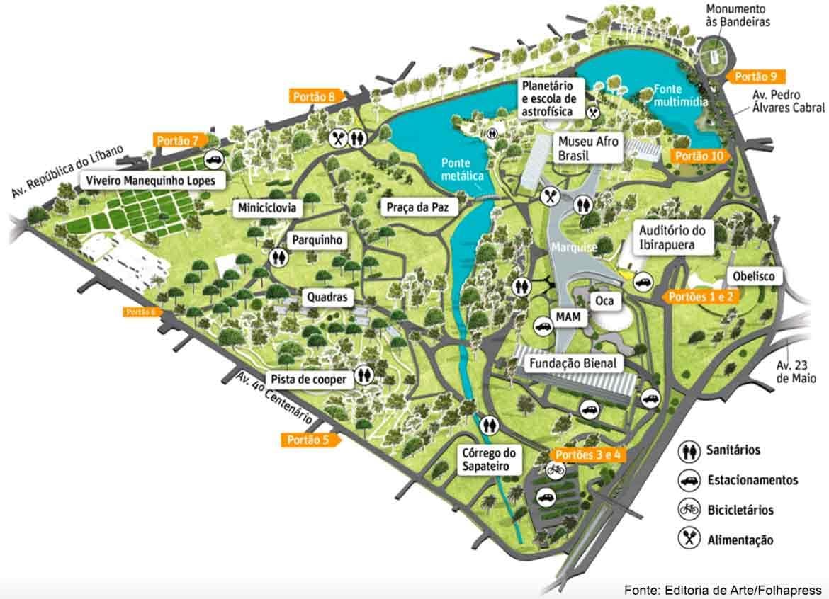 Kaart van São Paulo Ibirapuera Park