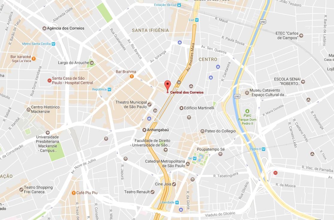 Kaart van het Palácio dos Correios São Paulo