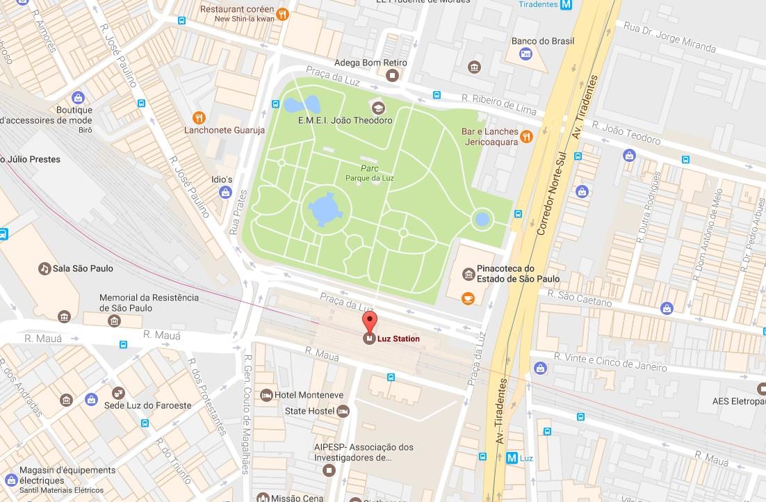 Kaart van het treinstation van la Luz São Paulo