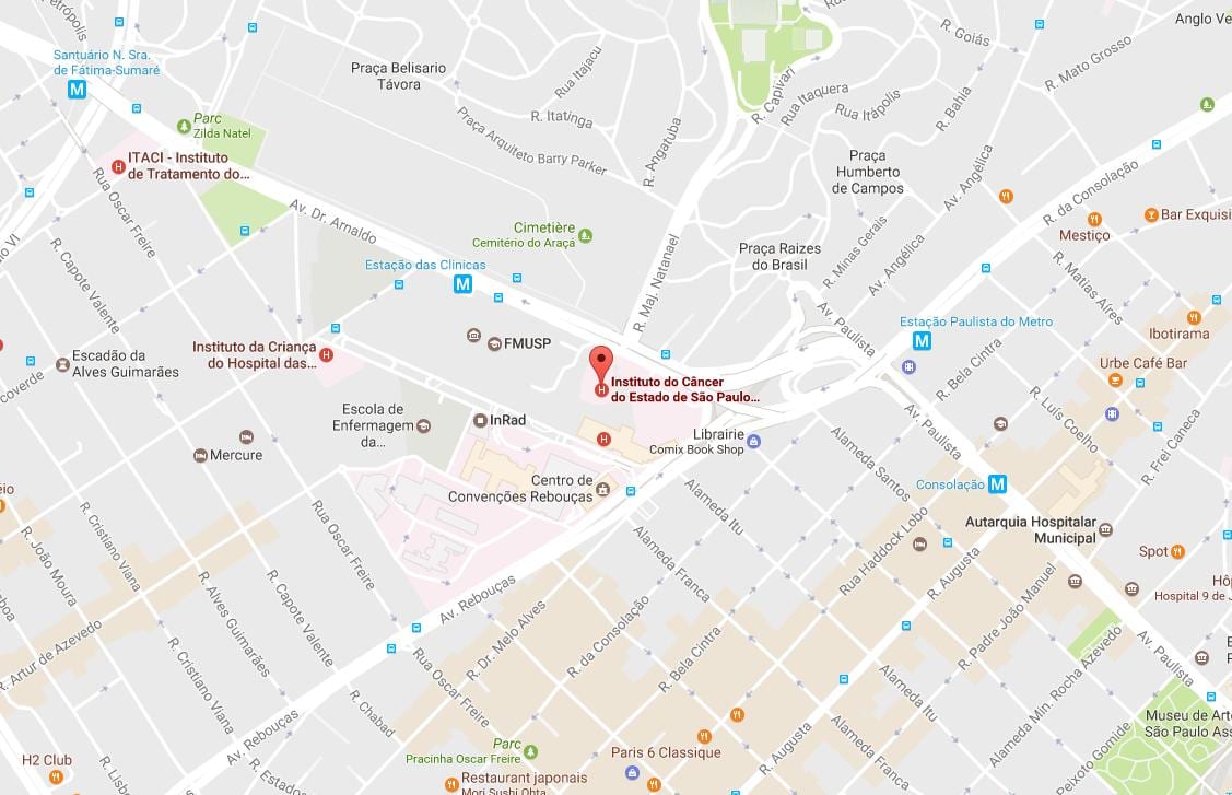 Kaart van het Instituut van Kanker van São Paulo