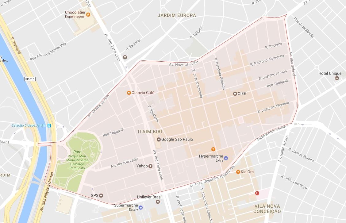 Kaart van Itaim Bibi van São Paulo