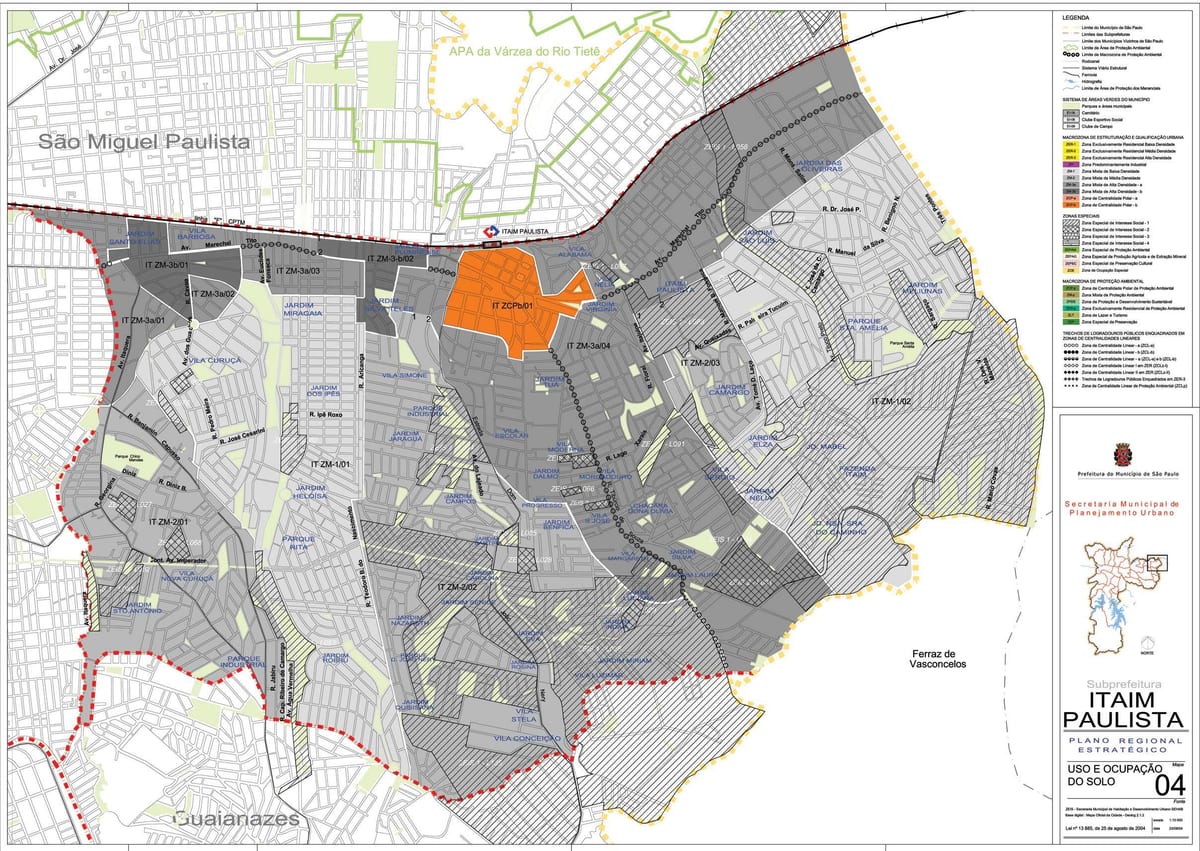 Kaart van Itaim Paulista - Vila Curuçá São Paulo - Bezetting van de bodem
