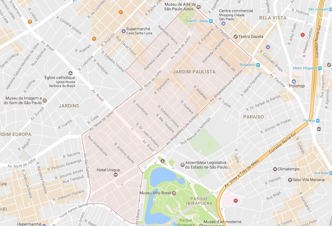 Kaart van de Jardim Paulista van São Paulo
