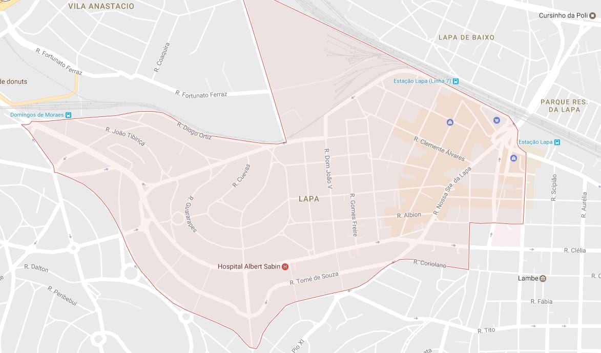 Kaart van de Lapa-São Paulo