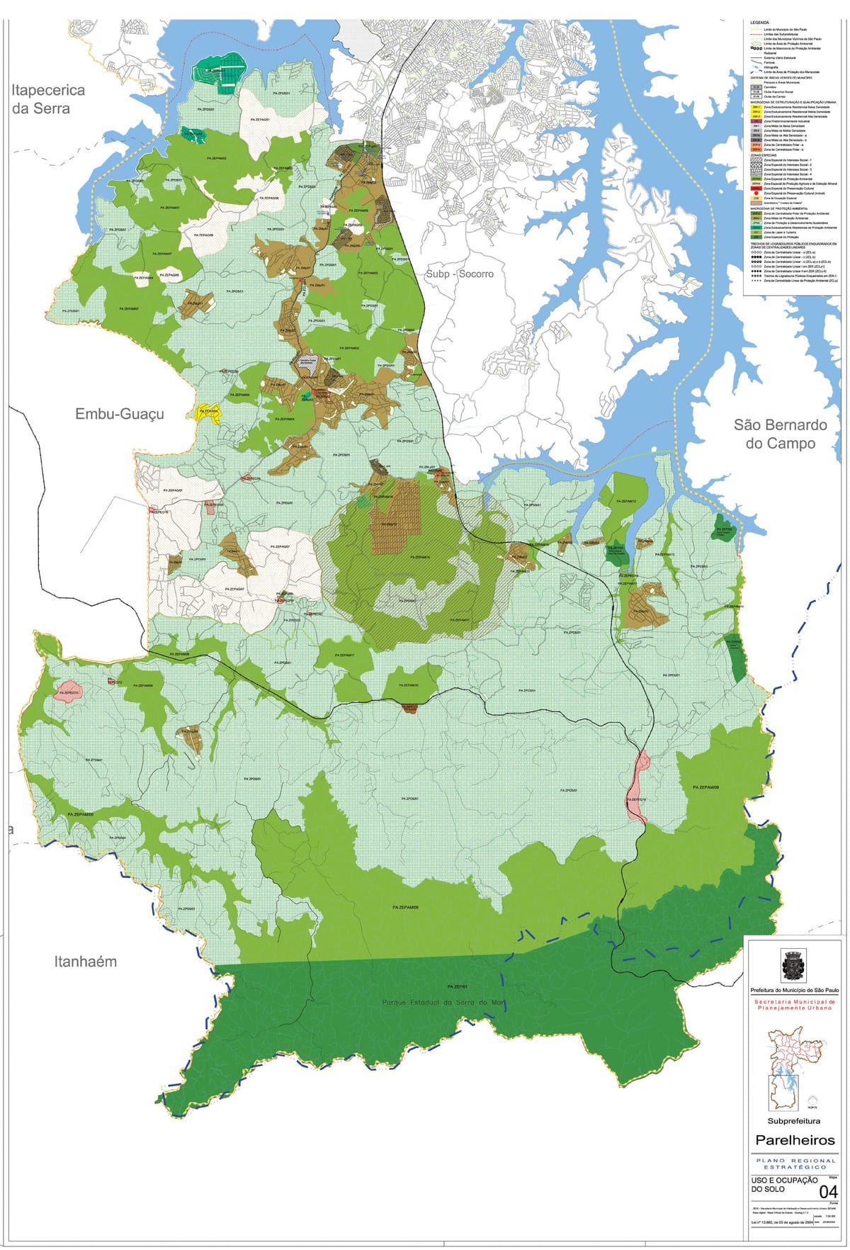 Kaart van Parelheiros São Paulo - Bezetting van de bodem