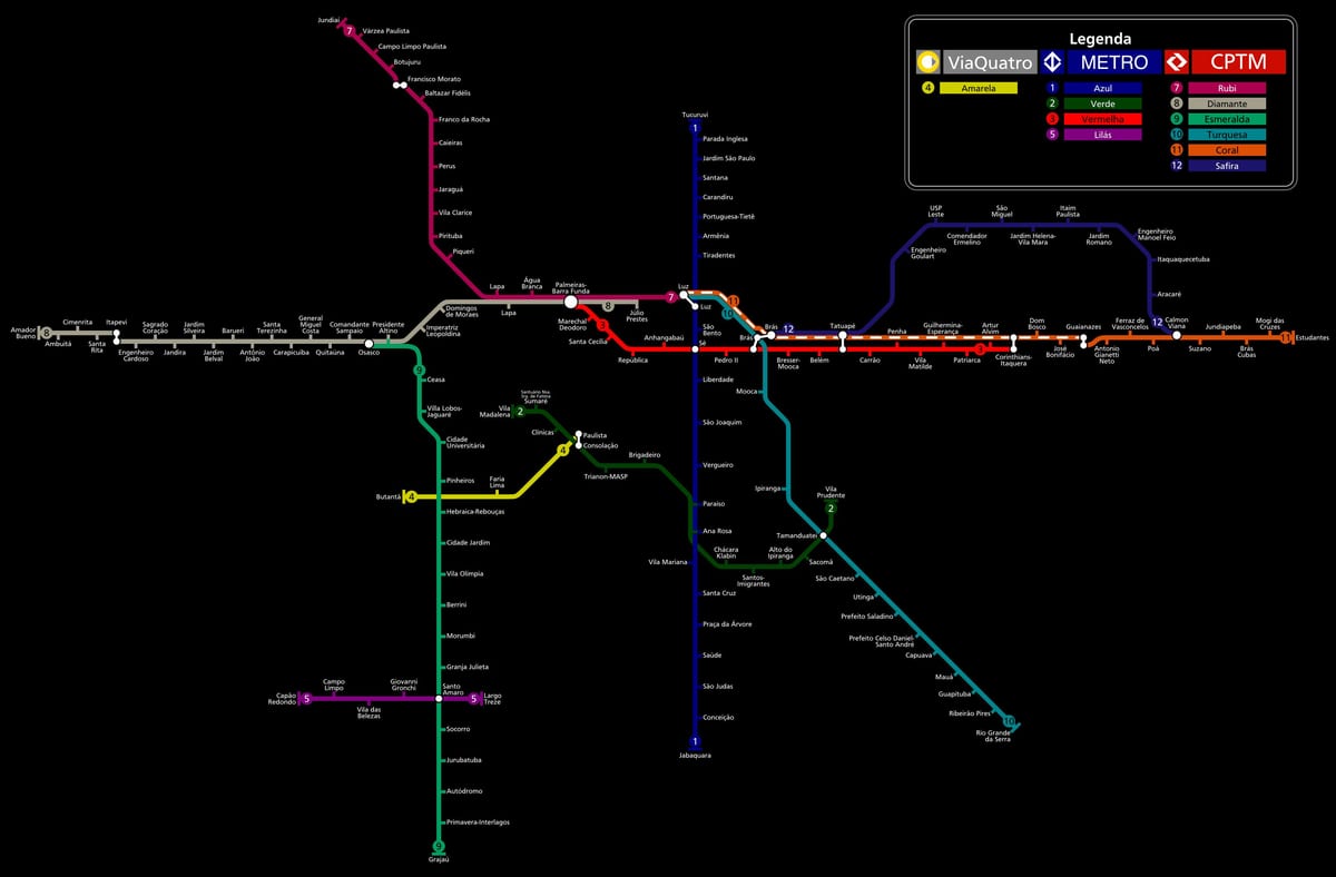 Kaart van São Paulo CPTM metro