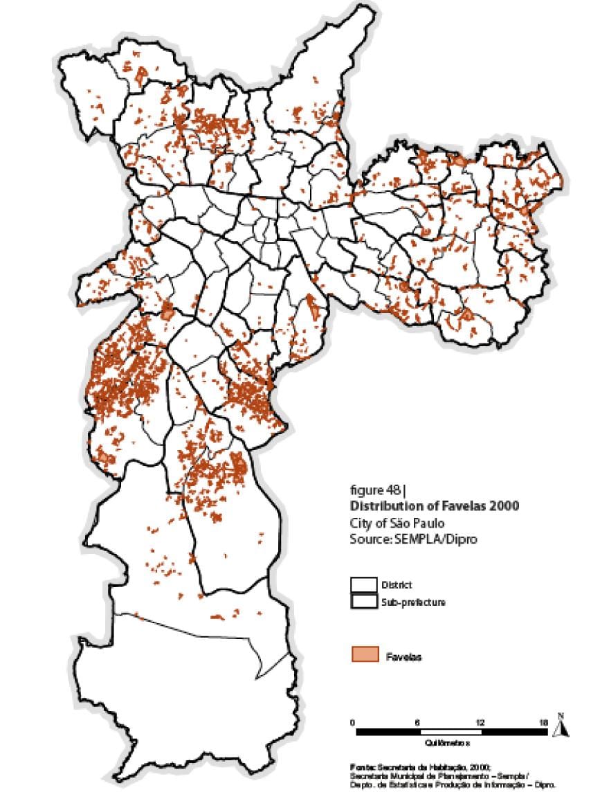 Kaart van São Paulo favela ' s