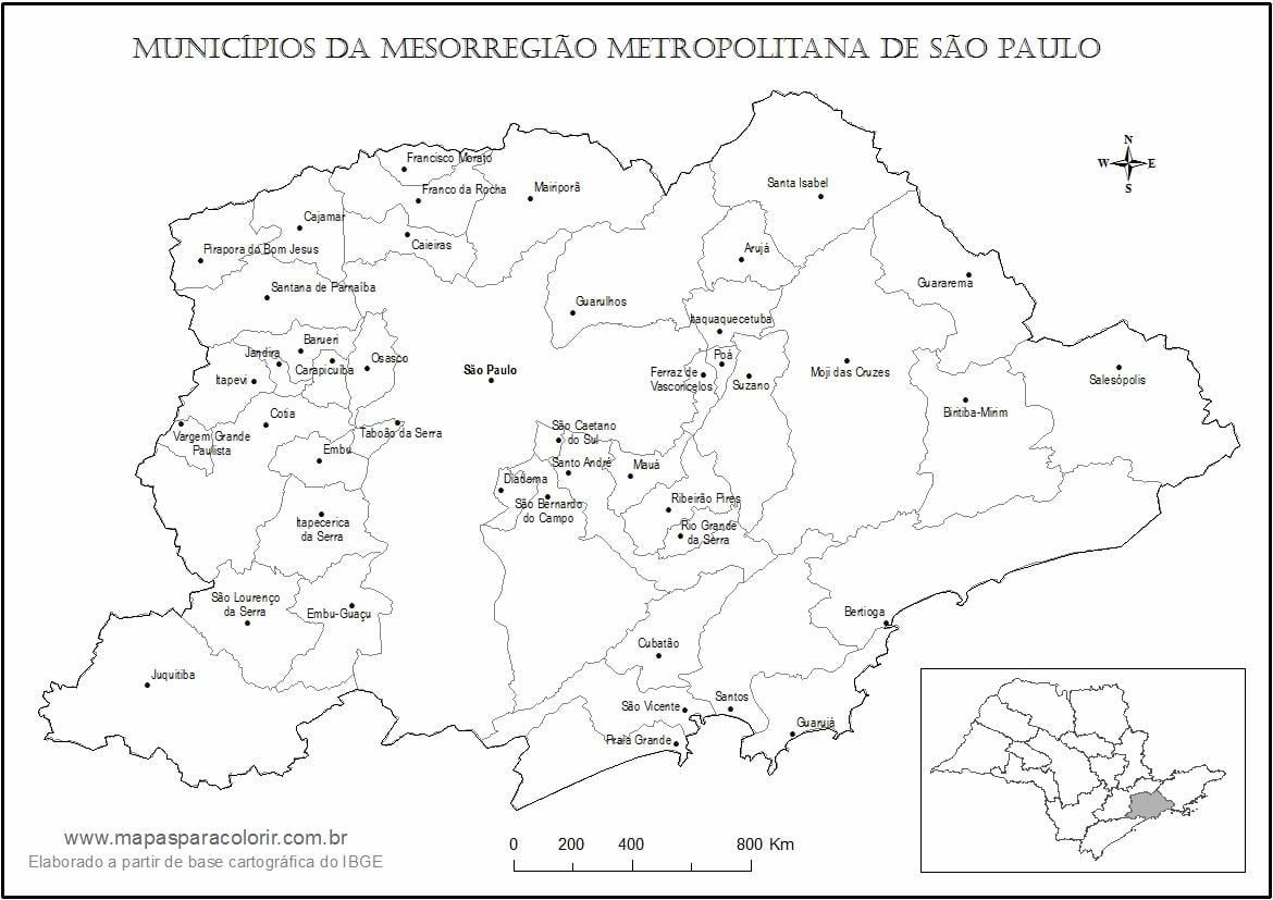 Kaart van São Paulo maagd