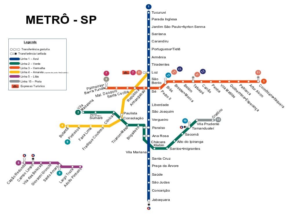 Kaart van São Paulo metro