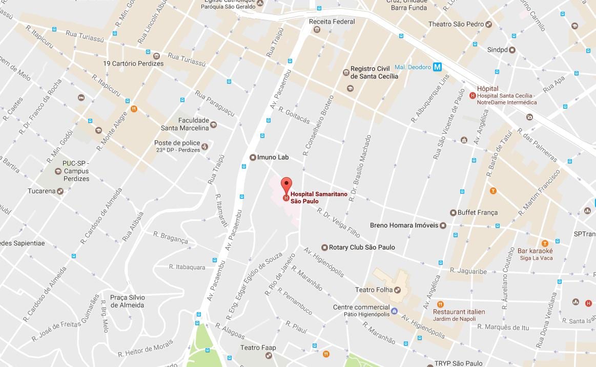 Kaart van Samaritano São Paulo ziekenhuis
