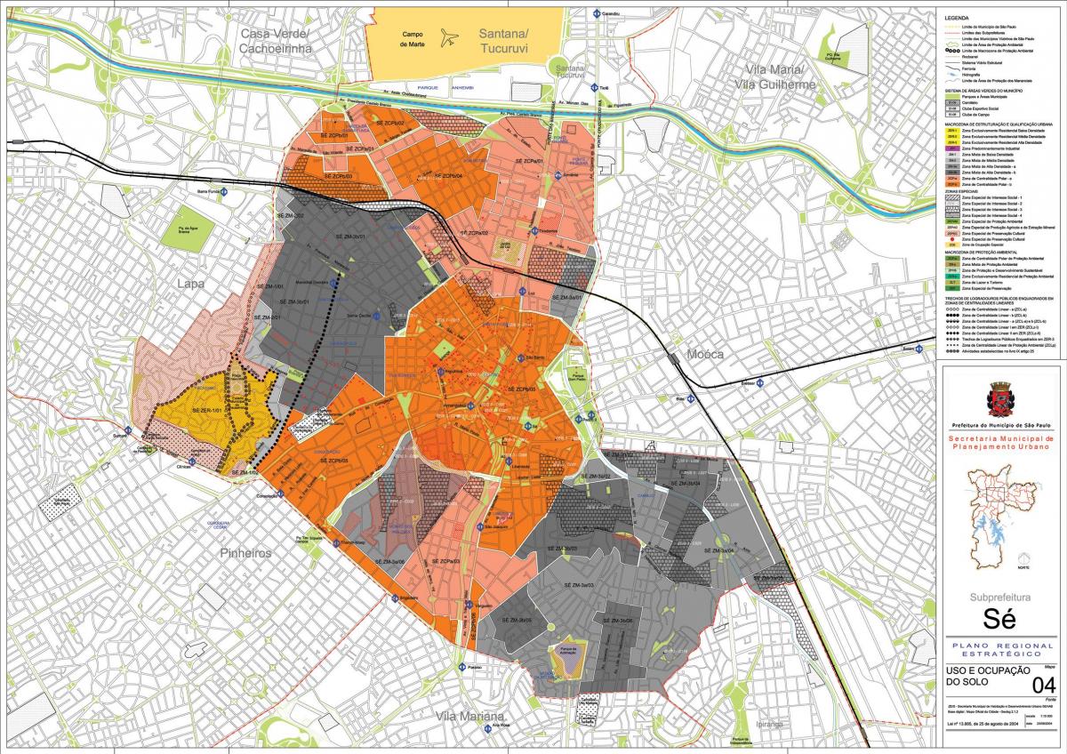 Kaart van Sé São Paulo - Bezetting van de bodem