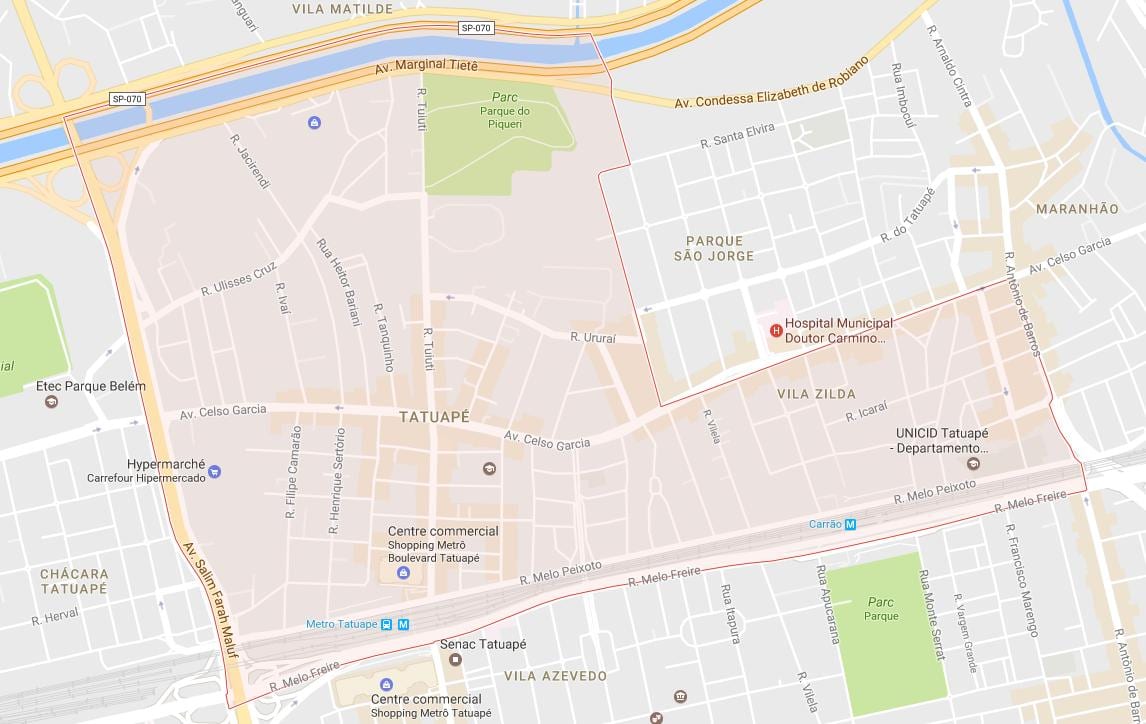 Kaart van Tatuapé São Paulo