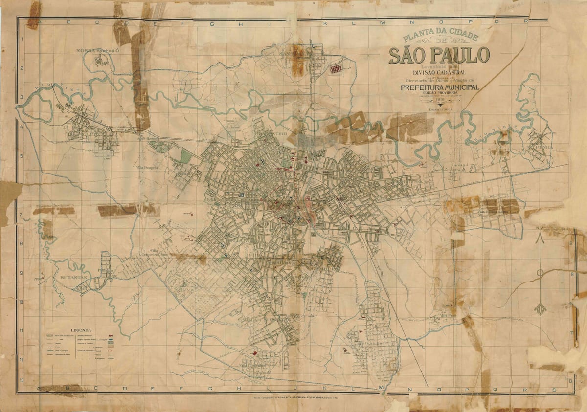 Kaart van de voormalige São Paulo - 1916