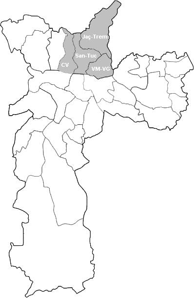 Kaart van zone Nordeste São Paulo
