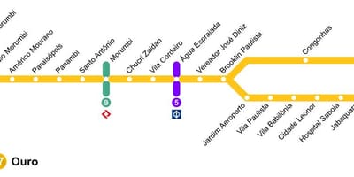 Kaart van São Paulo monorail - Lijn 17 - Goud