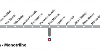 Kaart van São Paulo monorail - Regel 15 - Zilver