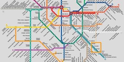 Kaart van São Paulo netwerk metro