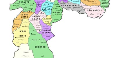 Kaart van sub-districten São Paulo